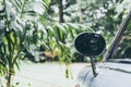 side rear-view mirror on vintage classic car Royalty Free Stock Photo