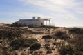 Side of restaurant on beach in Portugal Royalty Free Stock Photo