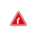 Side road junction on left, traffic sign, vector illustration. Left turn sign on white background.