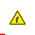 Side road junction on left, traffic sign, vector illustration. Left turn sign on white background