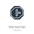Side road sign icon vector. Trendy flat side road sign icon from traffic signs collection isolated on white background. Vector Royalty Free Stock Photo