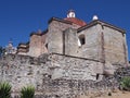 Side of San Pedro church in Mitla city at archeological site of Zapotec culture on Oaxaca landscape, Mexico Royalty Free Stock Photo