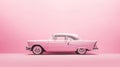 Side shot of barbie doll\'s pink classic car with barbie movie concept