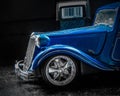 Side shot of a blue 1932 Ford car