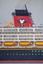 Side shot of the Disney Magic cruise ship on the Hudson River Royalty Free Stock Photo