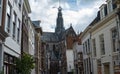 Side shot from a street of the big church (grote kerk), also called Sint Bavokerk in Haarlem Royalty Free Stock Photo