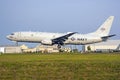 USN United States Navy Boeing P-8A Poseidon landing in golden sun