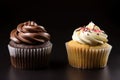 side-by-side comparison of classic and gourmet cupcakes, showcasing the differences in flavor and design