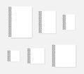 Side spiral blank notebook mock-up set - square A4 A5 A6 sizes