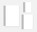 Side spiral empty white notepad mockup set - A4 A5 A6 sizes