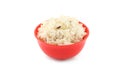 Side steam brown rice red bowl Royalty Free Stock Photo