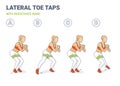 Side Steps with Resistance Band. Lateral Toe Taps with Mini-band Woman Workout.