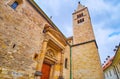 The side wall and bell tower of St George Church, Hradcany, Prague, Czech Republic Royalty Free Stock Photo