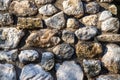 A portion of wall made of rough stones. Royalty Free Stock Photo