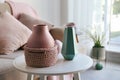 Side table with beautiful interior elements Royalty Free Stock Photo