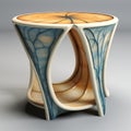 Organic Flowing Lines 3d Model Side Table In Art Nouveau Style