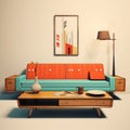 Mid-century Retro Sofa Design With Side Table Inspiration