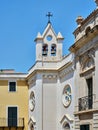 Side tower of the church with two bells in Mahon, Menorca