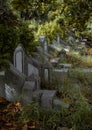 Side of Traditional chinese graves are at Chinese Cemetery in Bangkok city. A rows of gray stone tombstones is in the graveyard Royalty Free Stock Photo