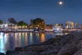 Side,Turkey - ancient Mediterranean coast city harbor in the evening 28 SEP 201