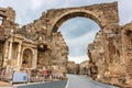 The monumental gate led in Roman times to the centre of Side. Royalty Free Stock Photo