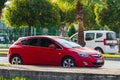 Side, Turkey -January 21, 2023: red Opel Astra