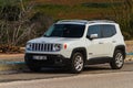 Side, Turkey -January 21, 2023: white Jeep Renegade