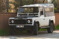 Side, Turkey -January 21, 2023: white Land Rover Defender