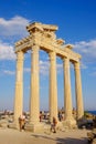 SIDE, TURKEY - JULY 5, 2019: The Temple of Apollo with blue sky on the background