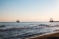 Pirate ship on the sea in a summer evening Royalty Free Stock Photo