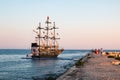 Pirate ship on the sea in a summer evening Royalty Free Stock Photo