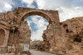 Ruins of the ancient city, town entrance gate, Side, Turkey Royalty Free Stock Photo