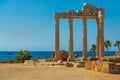 SIDE, TURKEY: Ruins of the Temple of Apollo in Side in a beautiful summer day. Royalty Free Stock Photo