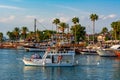Side, Turkey - September 2021: Ships and boats in Side port Royalty Free Stock Photo