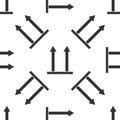This side up icon seamless pattern on white background. Two arrows indicating top side of packaging. Cargo handled so these arrows Royalty Free Stock Photo