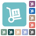 Side up parcel delivery solid rounded square flat icons Royalty Free Stock Photo