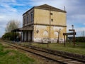 Side view of the abandoned station of AzcuÃÂ©naga and its platfor