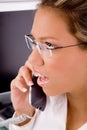 Side view of accountant talking on phone Royalty Free Stock Photo