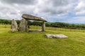 A side view across the ancient burial chamber at Pentre Ifan in the Preseli hills in Pembrokeshire, Wales