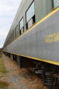 Side view of Adirondack Scenic Railroad train cars in NYS Royalty Free Stock Photo