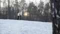 Couple embracing in winter park