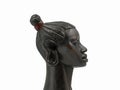 Side view of african antique black ebony head of a woman isolated on white background