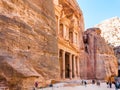 Side view of al-Khazneh temple in Petra town Royalty Free Stock Photo