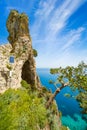 Side view of Arco Naturale, natural arch on coast of Capri island, Italy