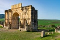 Arch of Caracalla at the Roman Ruins of Volubilis in Morocco Royalty Free Stock Photo