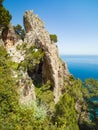 Side view of Arco Naturale, natural arch on coast of Capri island, Italy