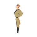 Side View of Army Soldier, Military Man Character in Khaki Uniform Cartoon Style Vector Illustration