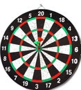 Side view.Arrow dart hitting the center of the target dart Board