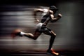 Side view of athletic runner with motion blur on dark background Royalty Free Stock Photo