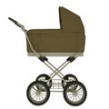 Side view of baby stroller isolated on white background. 3d illustration Royalty Free Stock Photo